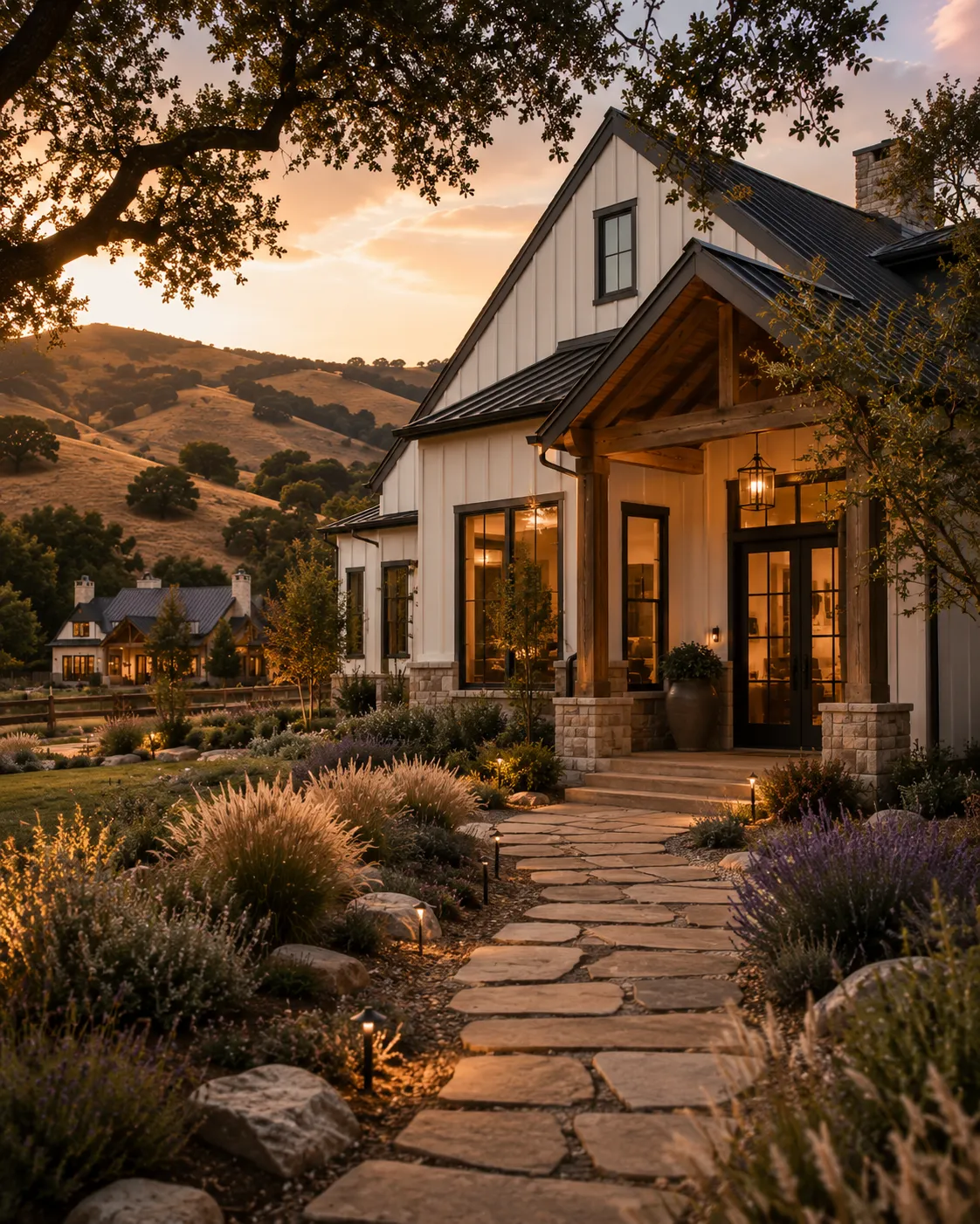 The Glass House, PIVOT's private retreat home in Northern California, at dusk