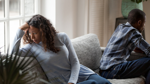 A woman suspecting her husband to be cheating.