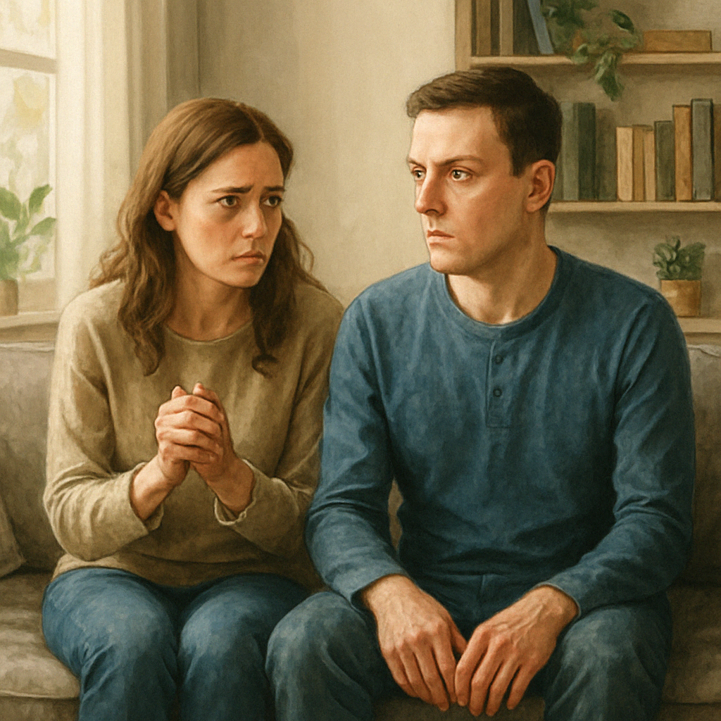 couple sitting next to each other, unstable, divorce and attachment